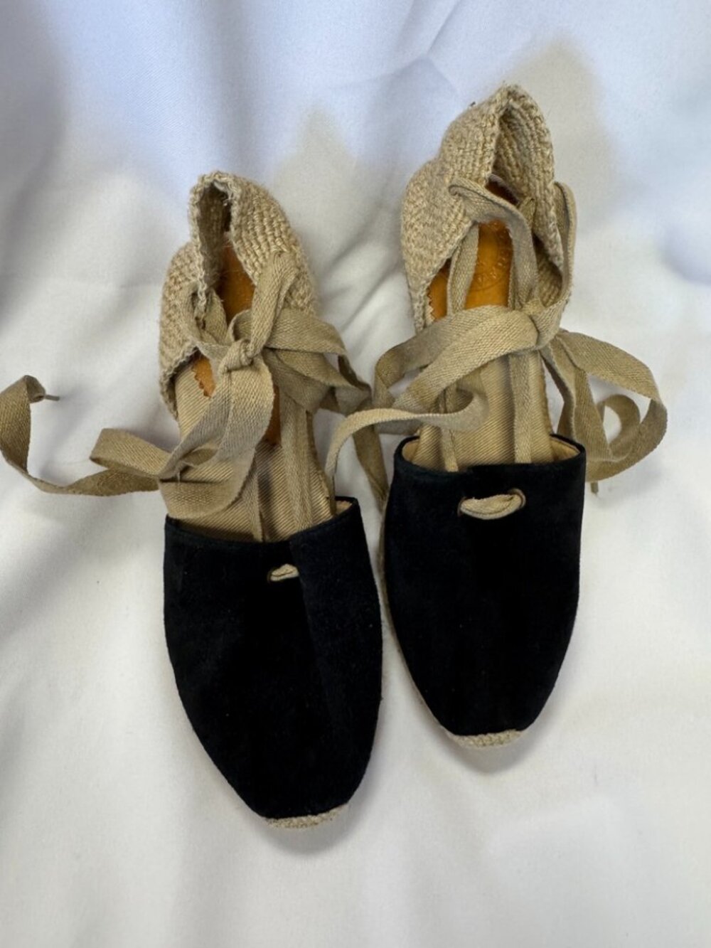 Penelope Chilvers Wedge Espadrilles Sandals Beige & Black Size 38